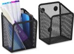 DALTACK Magnetic Pencil Holder Magnetic Shelf for the Whiteboard 3-Grid Mesh Magnetic Pen Holder for Refrigerator Magnetic Organizer Locker Accessories Organizer for Home, School and Office, Black